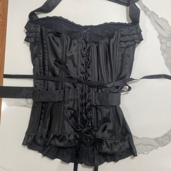 Frederick’s of Hollywood Black Swarovski Halter Corset - Picture 2 of 6